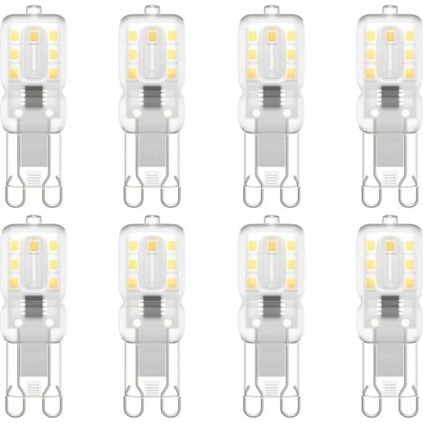 RHG Ampoule LED G9, G9 LED 220V Blanc Naturel 5500K 3W Equivalent à Halogène 30W Halogène Lumière 8-Pack [Classe énergétique E]