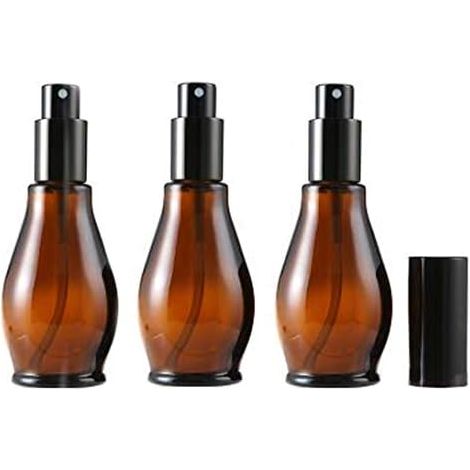 3 Pack 50ml Amber Glass Empty Refillable Spray Bottles with Black Atomizer and Dust Cap for Essential Oils/Aromatherapy (1/5)