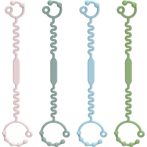 Lot de 4 sangles extensibles en silicone alimentaire pour poussette, chaise haute, lit bébé, paniers suspendus et sacs (Sauge+Éther) (1/4)