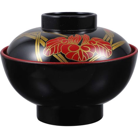 Bol à soupe japonais traditionnel avec couvercle, bol à riz pour restaurant japonais-11.9X11.9X9CM (1/4)