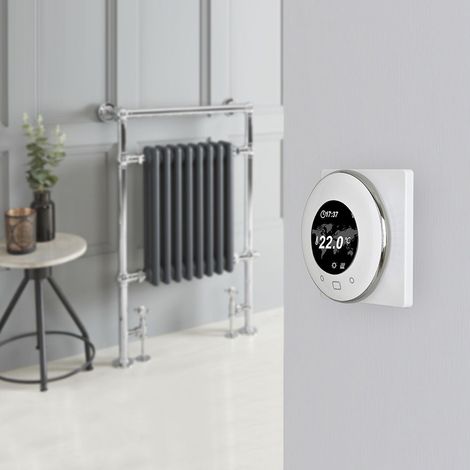 Hudson Reed Elizabeth - Sèche-Serviettes Mixte Rétro Sur Pieds Anthracite avec Thermostat Wi-Fi – 93cm x 62cm (1/5)