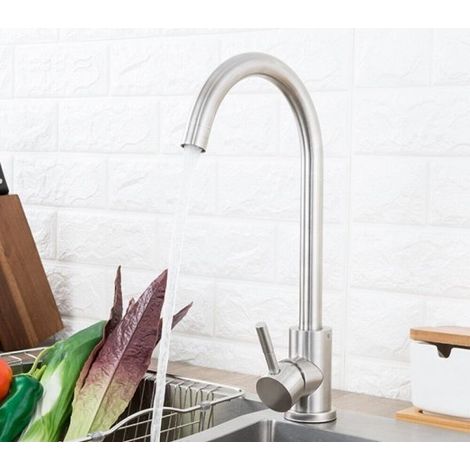 Rubinetto Miscelatore Monocomando Lavello Cucina Canna Alta Satinato 52812