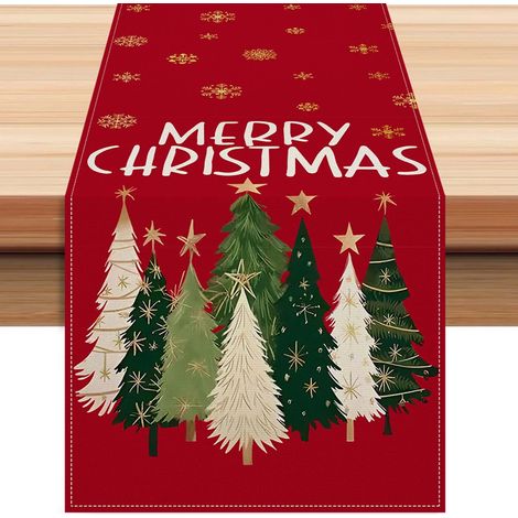 Chemise De Table Noel - Sapin De Noël Imprimé - Pour Cuisine Salle À Manger Salon - 33 X 183 Cm - 1 Pièce