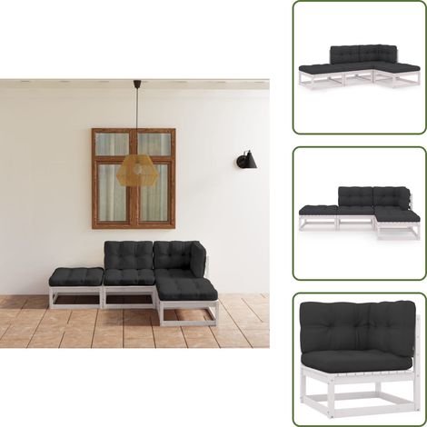 4-tlg. Garten-Lounge-Set mit Kissen Kiefer Massivholz - Garten Lounge Set - Kiefernholzmöbel - Outdoor Möbel - Gartenmöbel - Loungemöbel (1/5)