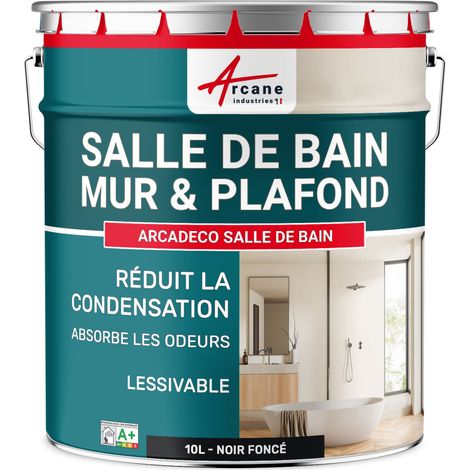 Peinture salle de bain, mur et plafond, condensation - 10 L Noir foncé RAL 9005 - ARCANE INDUSTRIES