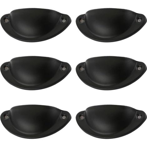 Lot de 12 poignées vintage en forme de coquillage pour tiroirs, placards et meubles de cuisine bouton de porte rétro en fer courbé, 8,1 cm x 3,3 cm, noir.