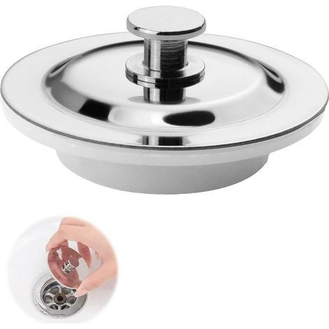 Bouchon de baignoire universel, durable et résistant à la corrosion, pour bonde de 42 à 44 mm, en acier inoxydable, pour baignoire/évier/cuisine. (1/4)