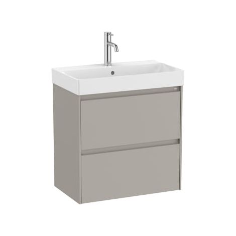 MUEBLE LAVABO BLANCO 600X360 ONA COMPACT 2 CAJONES LED GRIS ARENA