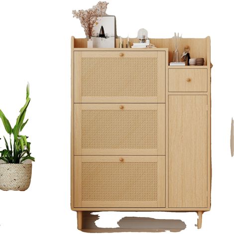 Armoire de rangement pour chaussures, design en bois, compacte et fonctionnelle, Style de journal (1/5)