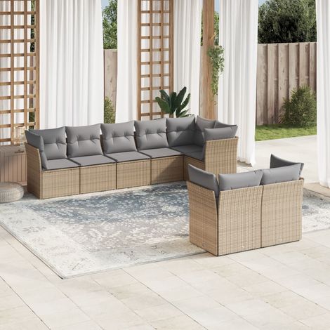 Juego de sofás de jardín con cojines beige 8 pzas ratán PE vidaXL (1/3)