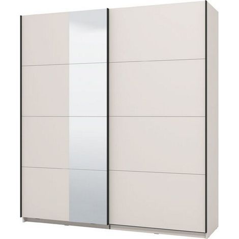 Armario Grande Porlezza, Dormitorio Perchero, 2 Estantes, Puerta Corredera, 195x217.5h cm Blanco Crema