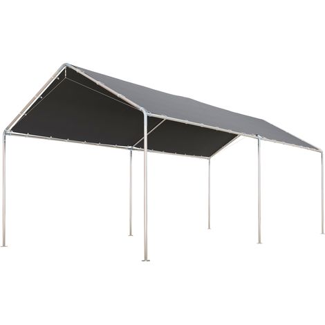 Outsunny 6x3m Carport aus verzinktem Stahl mit robustem, grauem Dach aus hochdichtem Polyethylen