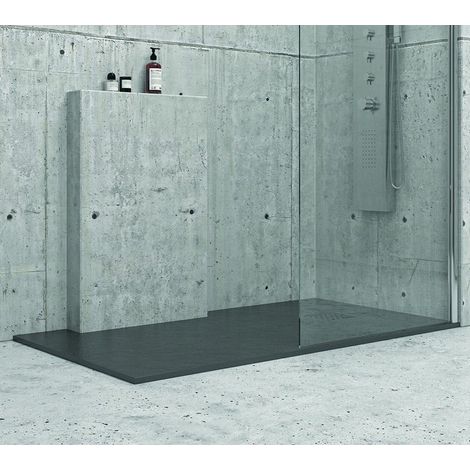Piatto doccia 90x100 effetto pietra colore nero ardesia kamalu