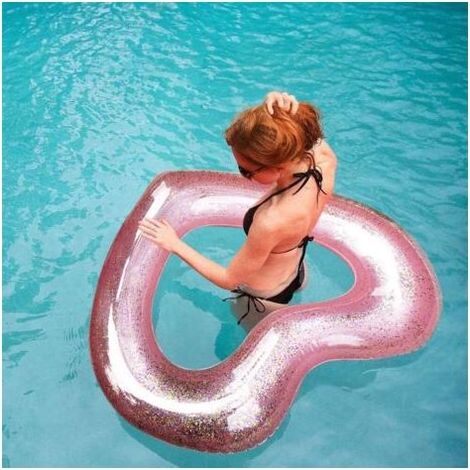 Bouée Gonflable, Anneau de Natation en Forme de Coeur Rose, Flotteur de Piscine de Radeau Gonflable Gonflable, Jouets de Piscine pour Adultes 47X47X6inch (1/5)