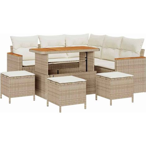 Maison Exclusive - Set Divano da Giardino con cuscino Beige Poly Rattan