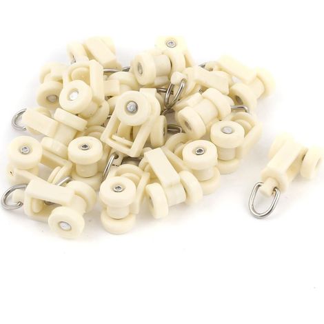 20pcs Glisseur Rail Rideaux Roulette Blanc Plastique 12mm dia Crochet Roue Rideaux Coulissant Poulie pour Fenêtre Voilage (1/2)
