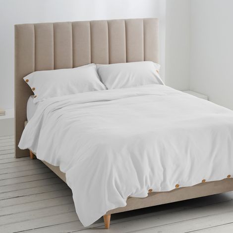 Dúo de funda nórdica de algodón Suiza blanco - Cama de 150/160 (2 alm) cm - Cierre con botones (1/3)