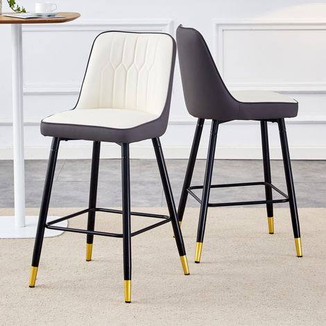 Set 2 sgabelli bar con schienale in PU e metallo OKMYHOME (1/5)
