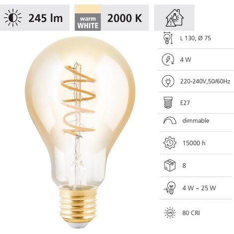 Eglo LED Deko Leuchtmittel Birne E27 4W amber Leuchtmittel (1/3)