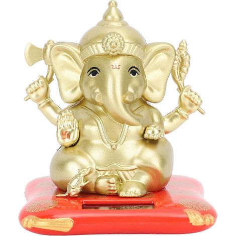 Figurine solaire pour voiture, éléphant à tête oscillante, jouet écologique exquis, doré (1/4)