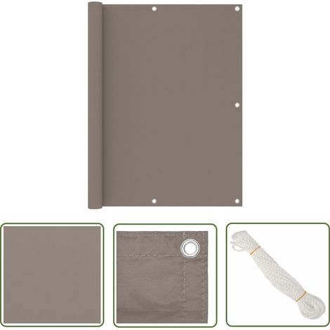 The Living Store Écran de balcon Taupe 120x400 cm Tissu Oxford - Écran De Balcon - Paravent De Balcon - Intimité Balcon - Protection Solaire Balcon - Voile D'ombrage (1/5)