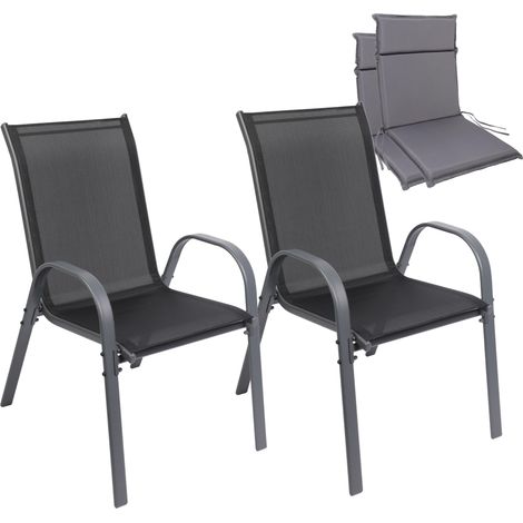 Albatros Gartenstühle 2er Set Kuba mit Sitzauflage – Gartenstühle Stapelbar mit robustem Metallgestell und hoher Belastbarkeit – Bequeme Stapelstühle auch als Terrassenstühle