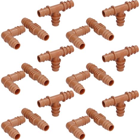 16-mm-Rohrverschraubung, braun, Packung mit 18 Stück (6 Stück von jedem Modell) (1/5)