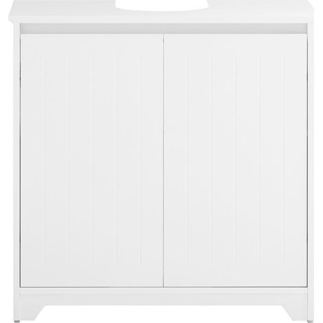 SoBuy Mobile Sottolavabo Con 2 Ante Pieghevoli Mobile Bagno Mobile Lavabo Bianco 60x30x60cm BZR108-II-W