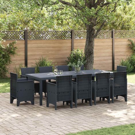 vidaXL Conjunto de Comedor de Jardín 11 uds. Antracita Polipropileno (1/5)