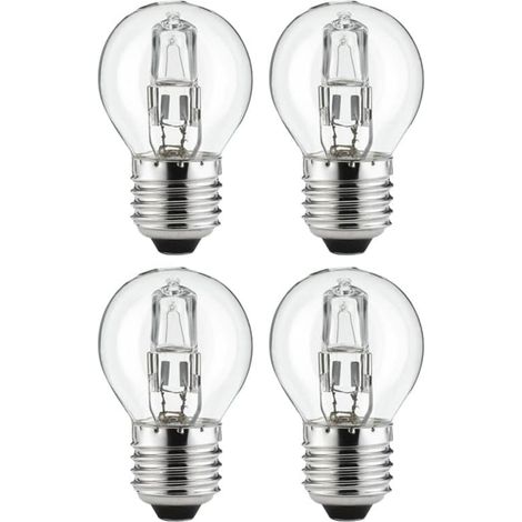 ampoules halogènes transparentes en forme de balle golf Culot E27 chaud intensité variable 28 W Lot de 4 Blanc (1/4)