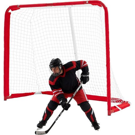 But de Hockey de Rue 142x113 cm Filet de Street Hockey ou à Roulettes, Équipement d'Entraînement Portable pour Parc Garage Aire de Jeux, Cage avec Haute Résistance à l'Usure et à la Tension (1/5)