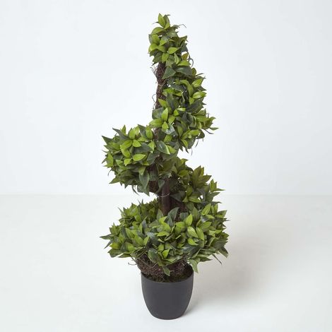 HOMESCAPES Green Artificial Bay Tree Spiral Shape in Pot, 4 Ft (1/5)
