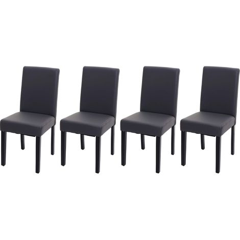 Lot de 4 chaises de salle à manger synthétique gris mat pieds foncés CDS04559 (1/5)