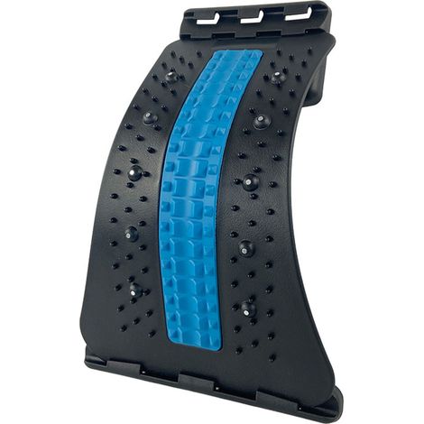 Appui lombaire ajustable 4 niveaux bleu et noir, planche de massage dorsal pour étirer et décompresser la colonne vertébrale. (1/5)