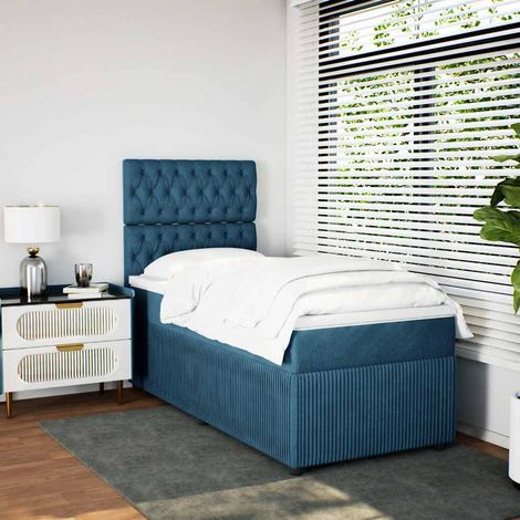 vidaXL Boxspringbett mit Matratze Blau 80x200 cm Samt (1/5)