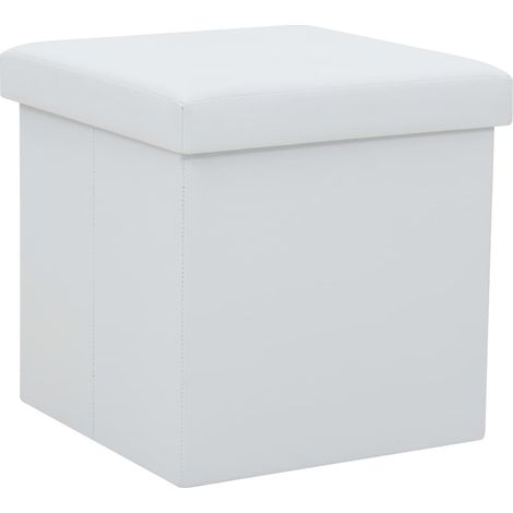 Maison Exclusive - Sgabelli Pieghevoli con Contenitore 2 pz Biancin Similpelle (1/5)