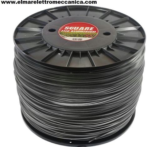 Filo per decespugliatore Rotolo 10 Kg filo Grigio Ossido Alluminio Quadro diametro 2,4 mm Lunghezza 1560 metri 600393