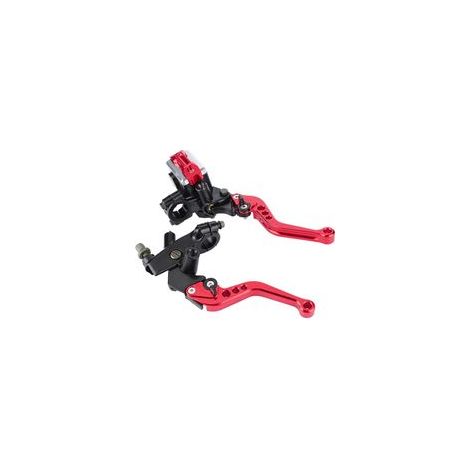 Leviers de maître-cylindre moto universels 22 mm (7/8") – Lot de 2, en aluminium rouge, réglables et compatibles frein/embrayage
