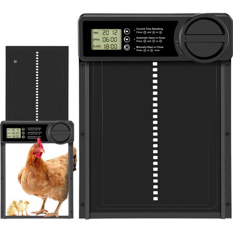 Porta automatica per pollaio con timer anti-pizzicamento, porta automatica per pollaio in alluminio, impermeabile IP45, alimentata a batteria