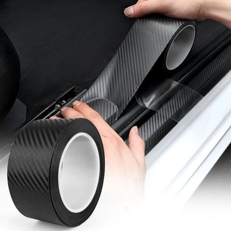 HOXILEELEOFilm Carbone Autocollant, 5cm10m Carbone Adhésif pour Voiture, Fibre de Carbone Autocollant, Seuil de Porte de Voiture, Carbone (1/4)