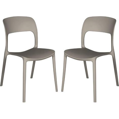 Set 2 Sedie Impilabili in polipropilene 83x56x46 cm Colore Tortora Design Moderno (1/5)