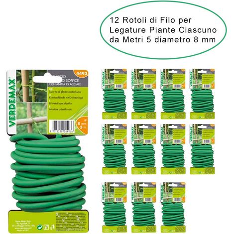 12 rotoli di filo legaccio per giardino & orto multiuso ciascuno da diametro 8 mm metri 5