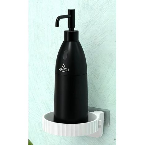 Distributeur de savon intelligent pour les mains (noir avec plateau), distributeur de savon mousse automatique à capteur, 280 ml (1/4)