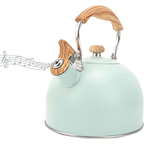 Bouilloire de 2,5 L avec sifflet et poignée ergonomique, en acier inoxydable, compatible induction et toutes plaques de cuisson à gaz. (1/5)
