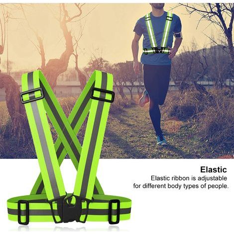 Ceinture de sécurité réfléchissante verte pour cyclistes, coureurs nocturnes et travailleurs (1/5)