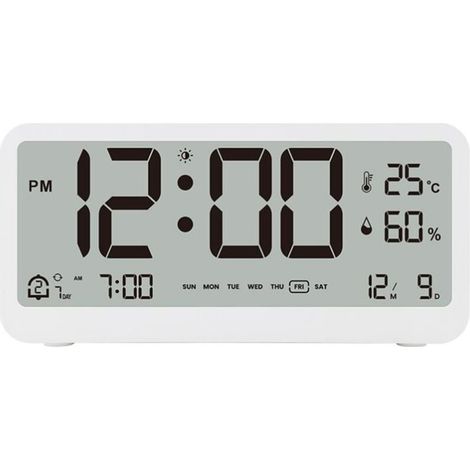 Batteriebetriebener Digitalwecker mit LCD-Display und Doppelalarm für Datum, Temperatur und Luftfeuchtigkeit. XXW (1/4)