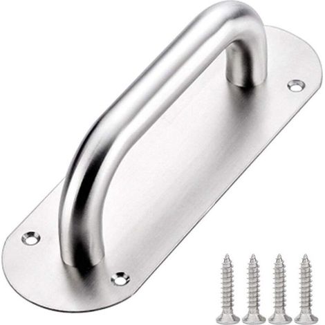 Poignée de porte coulissante en acier inoxydable 65 × 200 mm – finition argentée, pour portes de grange ou intérieures (1/5)