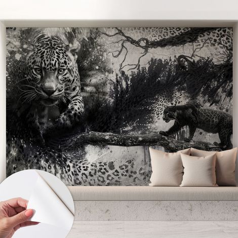Carta da parati autoadesiva - impermeabile - murale da parete - decorazione murale - Leopardi astratti 208x146 cm (1/5)