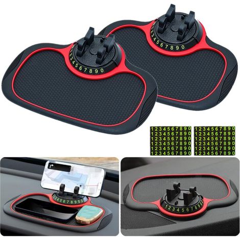 Tappetino antiscivolo multifunzionale per auto con supporto automatico per telefono, tappetino antiscivolo universale per cruscotto auto con supporto per telefono girevole a 360° (2 pezzi) (1/5)