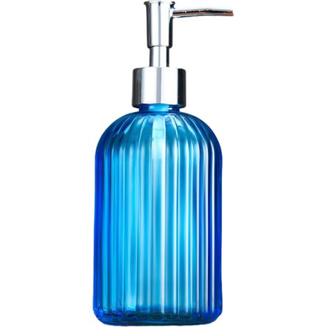 Distributeur de savon en verre transparent avec pompe en acier inoxydable antirouille, rechargeable pour salle de bain (1/5)